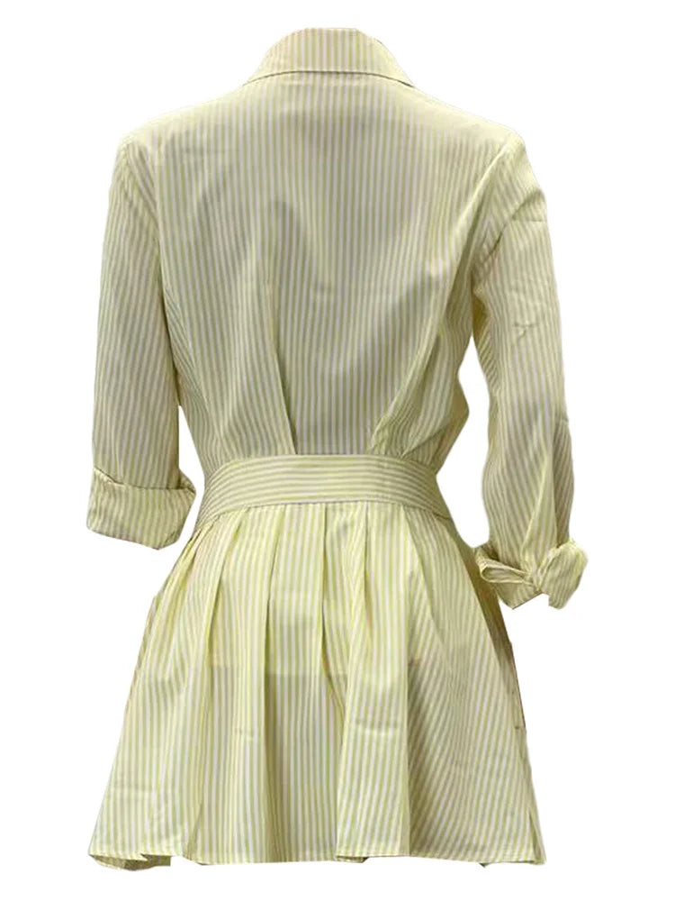 Wmstar Two Piece Set Women 2024 Autumn Fashion Women's Casual Comfortable Striped Shirt Short Skirt Set Wholesale Dropshipping