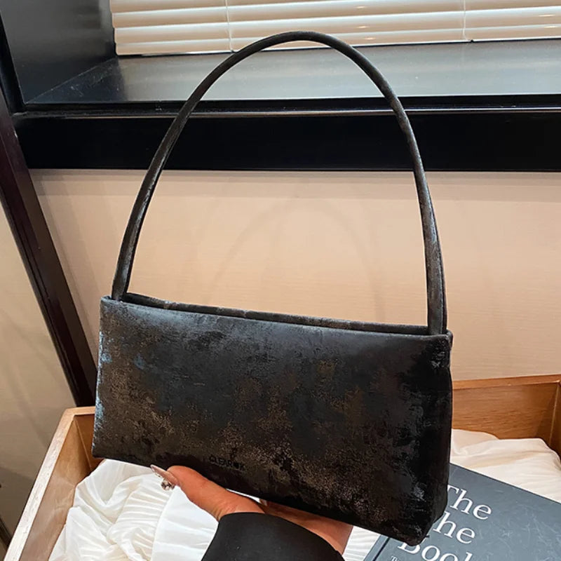 Retro Texture Design Underarm Bag Solid Color Simple Advanced Versatile Ladies Handbag Elegant Fashion Exquisite Shoulder Bag