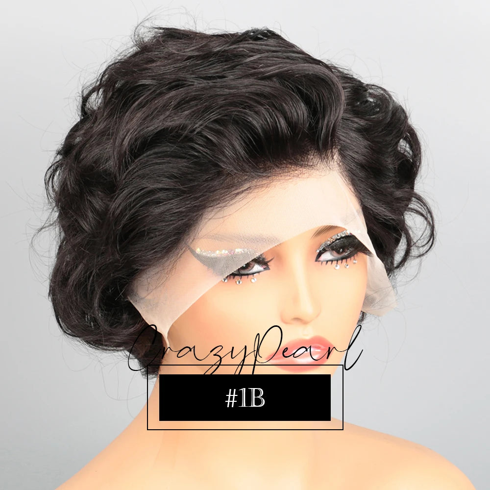 Highlight Pixie Cut Lace Front Human Hair Wig for Women