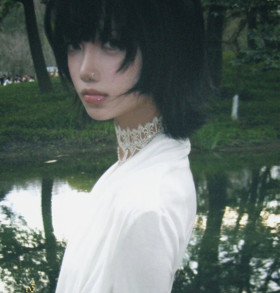 Karrram Japanese Y2k Cross Tops Trashy 2000s Style V-neck Long Sleeve T-shirt Vintage Harajuku White Irregular Tops American 90s