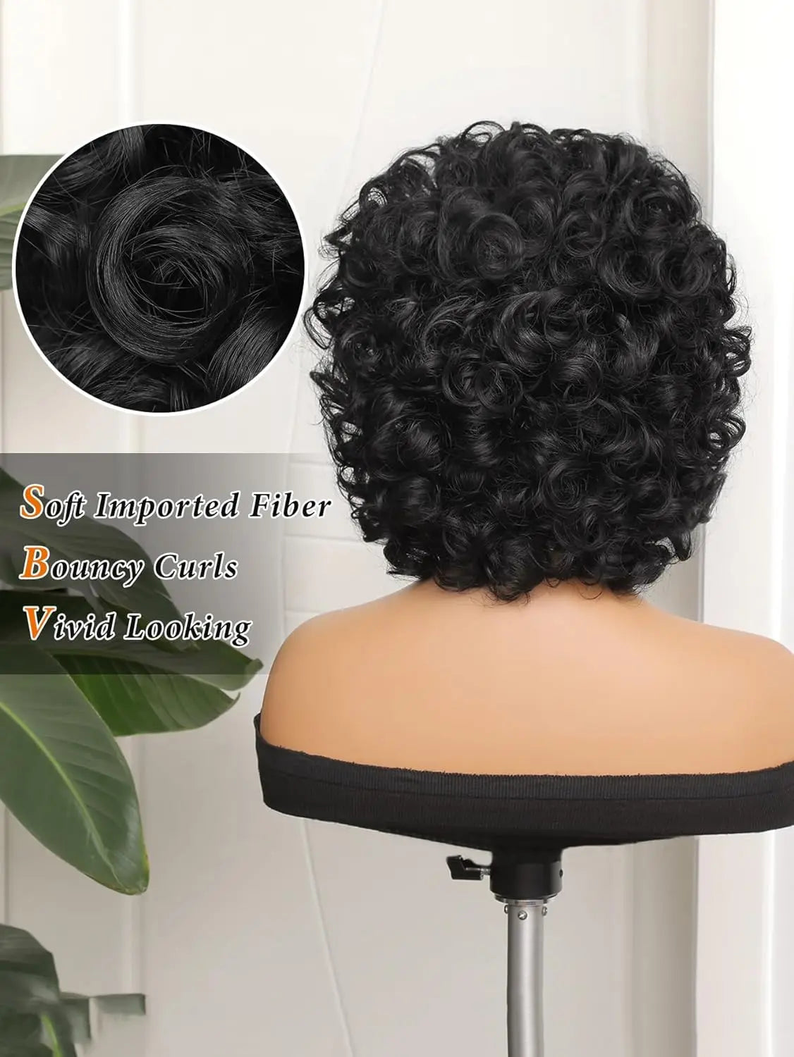 Curly Wigs for Black Women Short Kinky Curly Black Wigs for Women Big Curly Afro Soft Wig with Bangs Heat Resistant Natural Cute