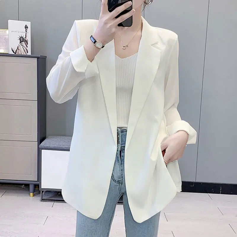 Purple Blazers Jacket for Women Fall Outfits Korean Long Trend Clothing Casual Women's Blazer Suits Tailoring 2025 Spring Coats