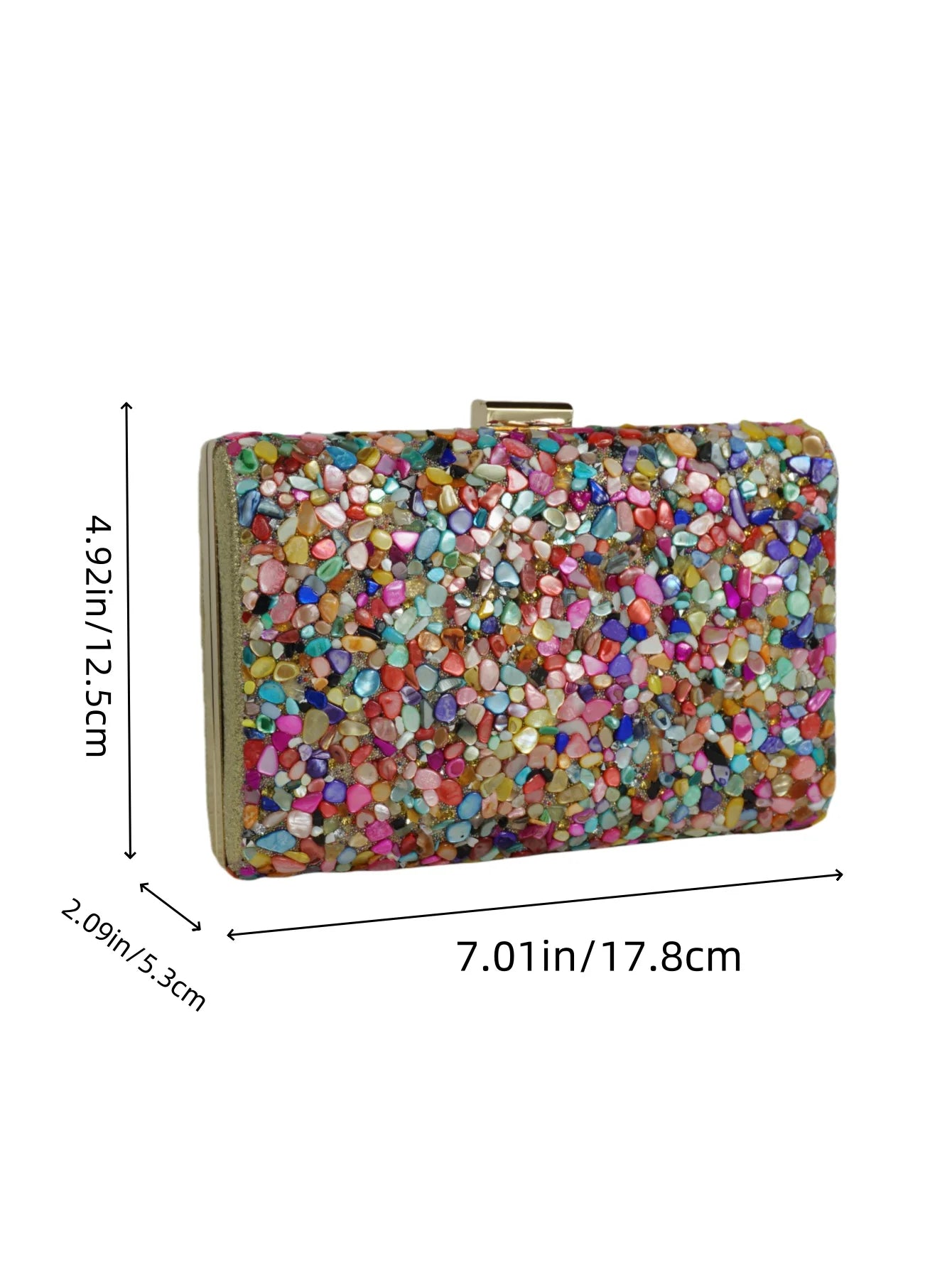 A beautiful and noble banquet bag with colorful stones, suitable for ladies' parties, gatherings, and weddings.