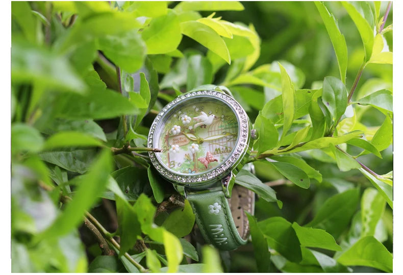 M:N: Brand Fashion Watch Ladies Luxury Hand-made 3D Bird Girl Gift Quartz Wristwatches Waterproof Luminous for Women Reloj Mujer