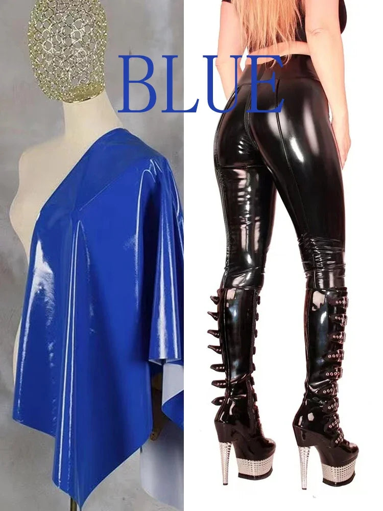 High Waist Patent Leather Trousers Women Punk Faux Latex Bodycon Pants Zip Open Crotch Stretch Slim Leggings Gothic Clubwear New