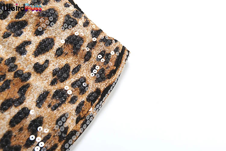 Weird Puss Leopard Print Mini Shorts Women Sequins Patchwork Wild Skinny Stretch Streetwear Autumn Midnight Sexy Trend Buttoms
