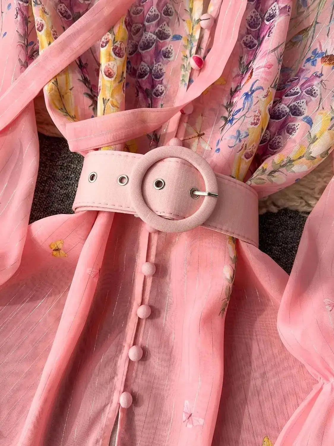 Women's Outfits Bright Silk Chiffon Shirt Blouse Top + Belt Shorts Two Piece Sets Summer Holidays Lavender Flower Shorts Suit