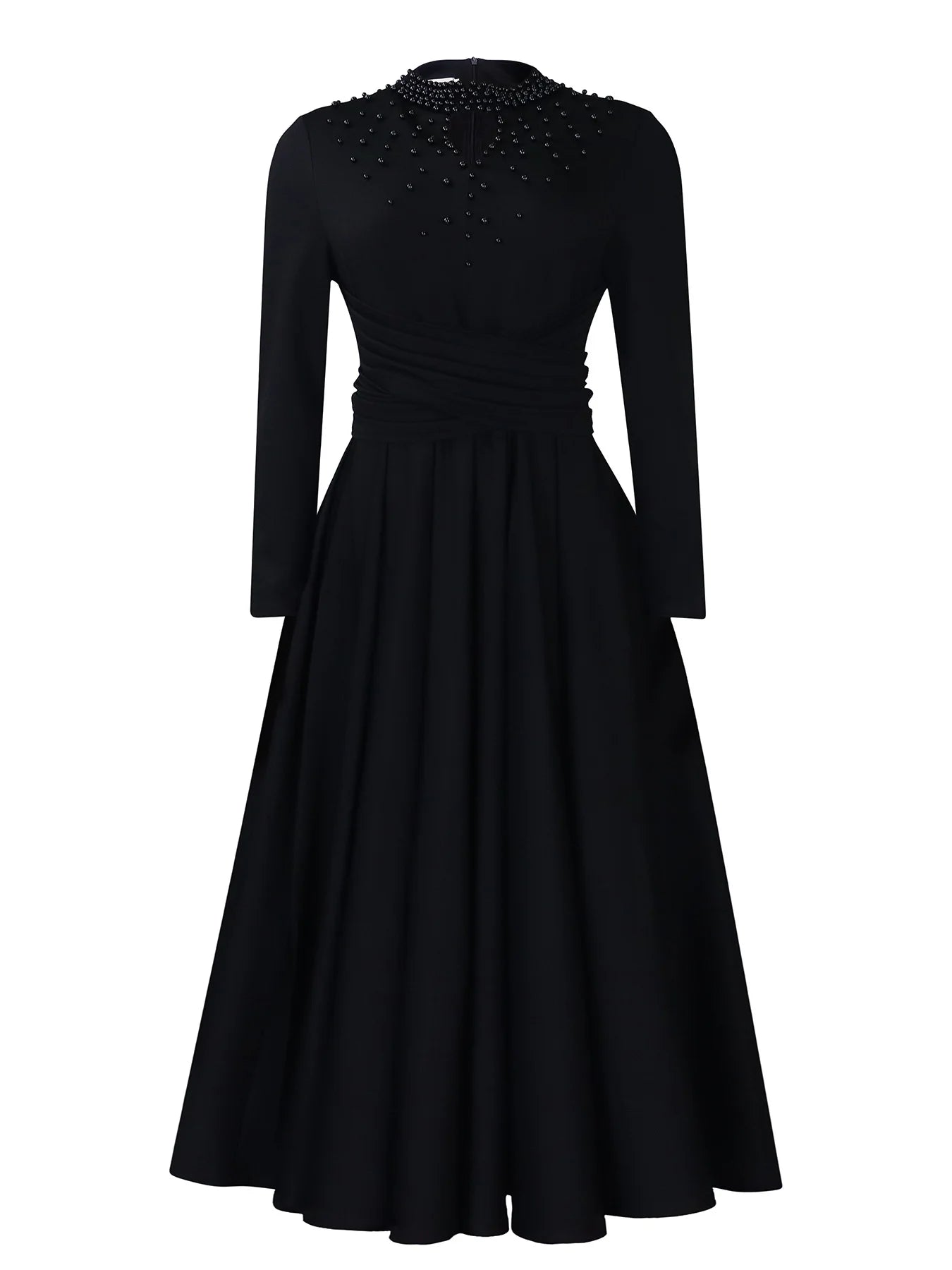 Fashionable High-collar Elegant Embroidered Large Dress Women Waist-shaping African Dress Trendy Plain Pattern Long Skirt