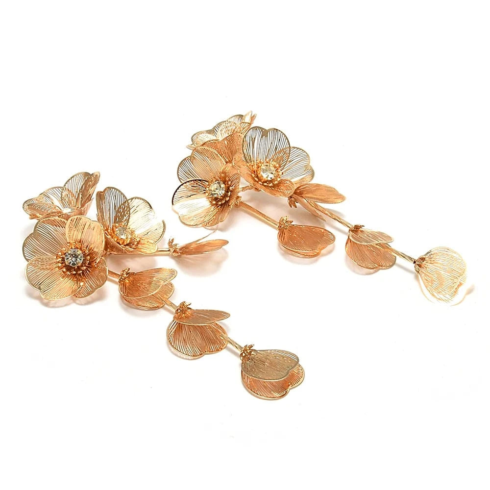 Elegant Flower Earrings Metal Hollow Petal Piercing Earrings Wholesale Popular Women's Accessories Trendy Drop Earrings Jewelry