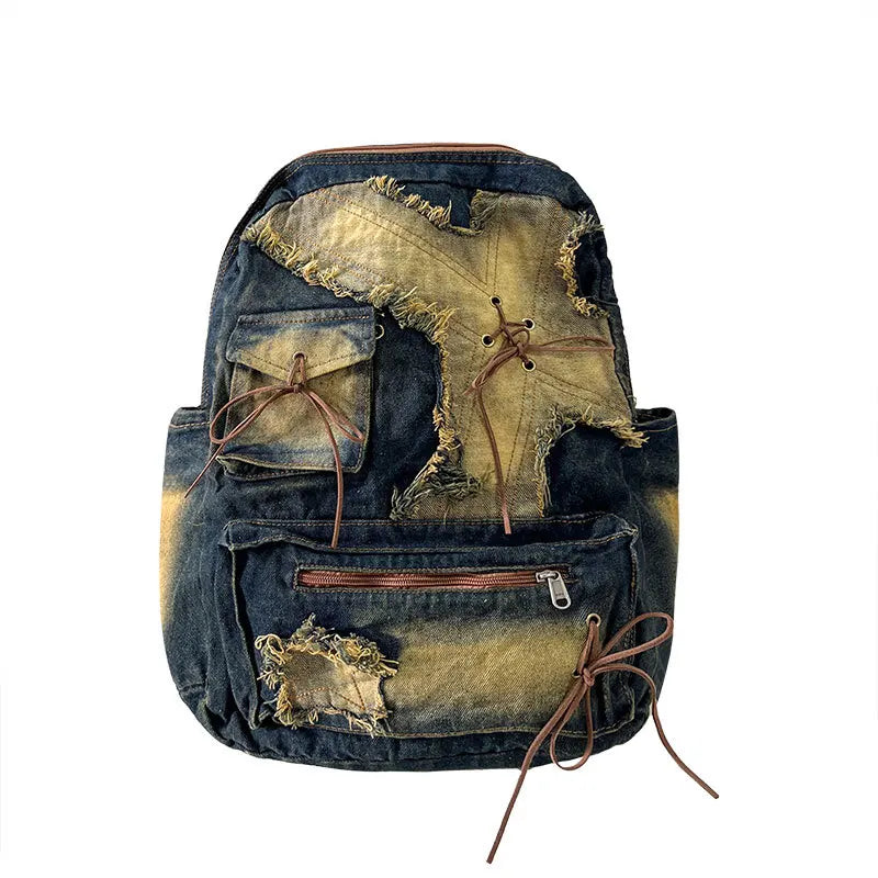 Washed Denim Backpack With Large Capacity for Women