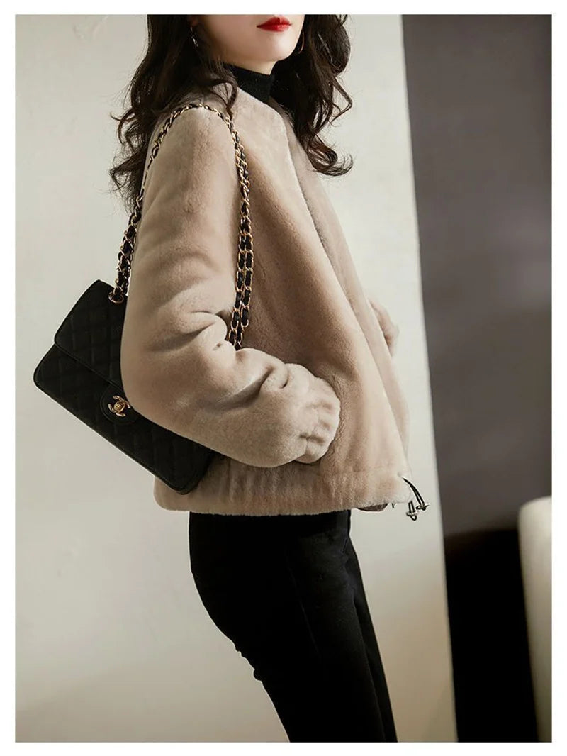 Fur Coat Integrated Stand Collar Jacket For Women 2023 New Autumn Winter Clothing Imitation Rabbit Mink Plush Loose Short Coat