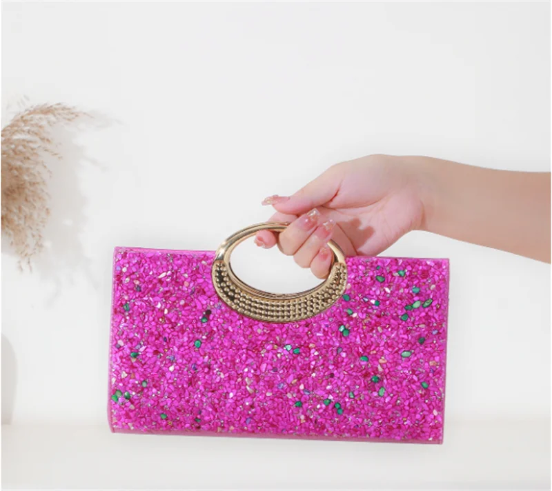 2025 New Single Side Stone Evening Bags Banquet Clutch Purse Mini Party Dinner Wallets Drop Shipping