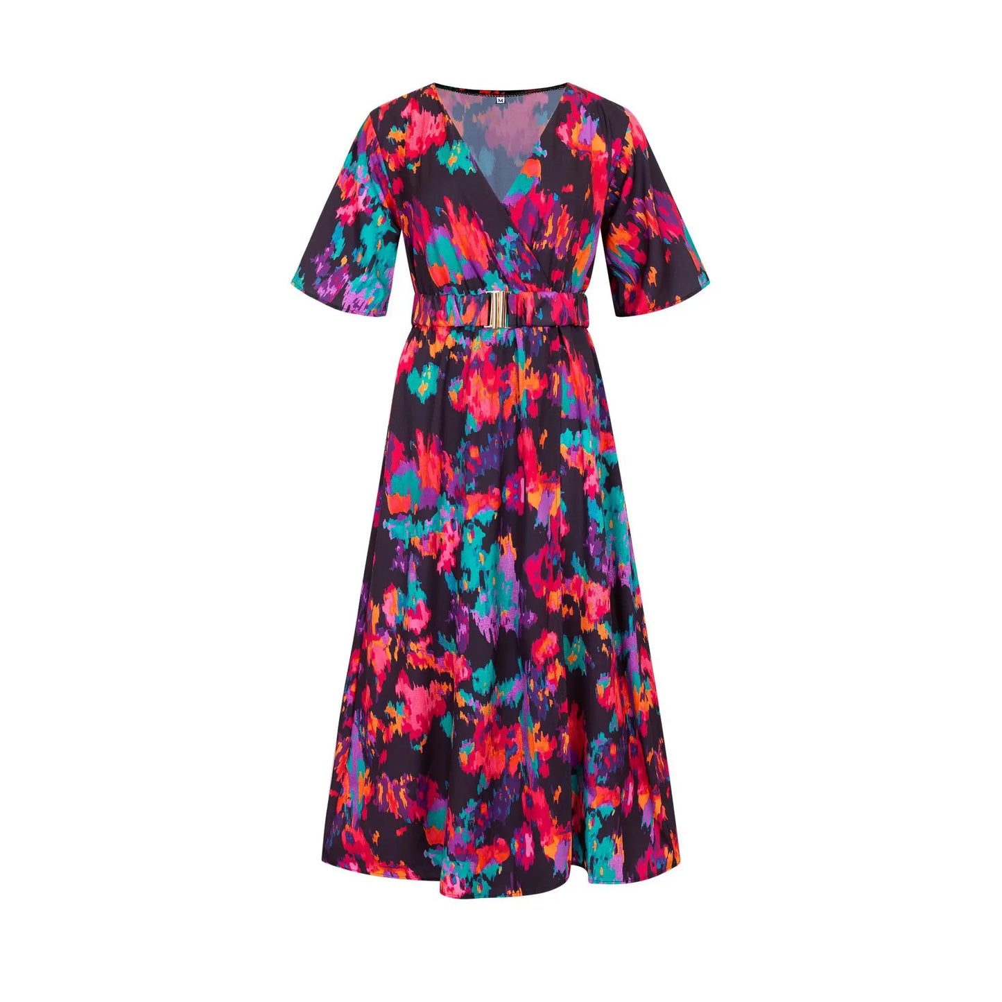 2023 Summer Elegant V-Neck Belt-Printed Long Dress From Amazon's Independent Store Wish Asia Exquisite Craftsmanship Slim Fit