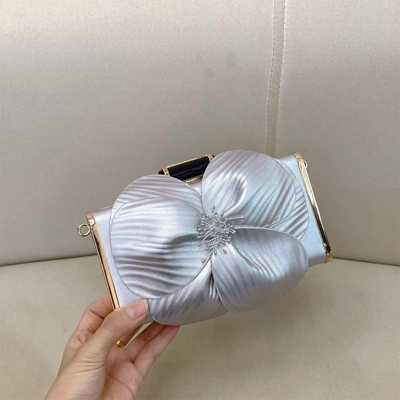 Creative Flower Small Square Bag Fashion Texture Versatile Elegant Crossbody Chain Bag High-grade Leather Irregular Clutch Bag