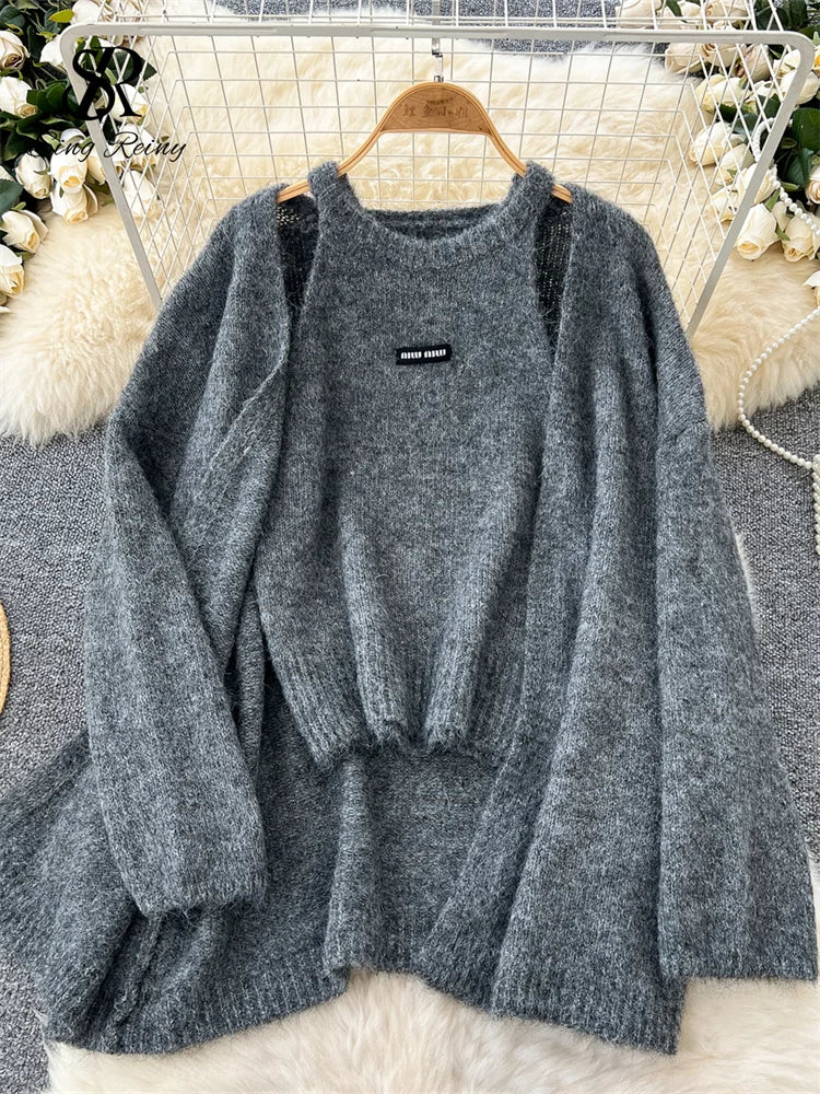 Long Sleeve Cardigan and Knit Tank Top Set for Women
