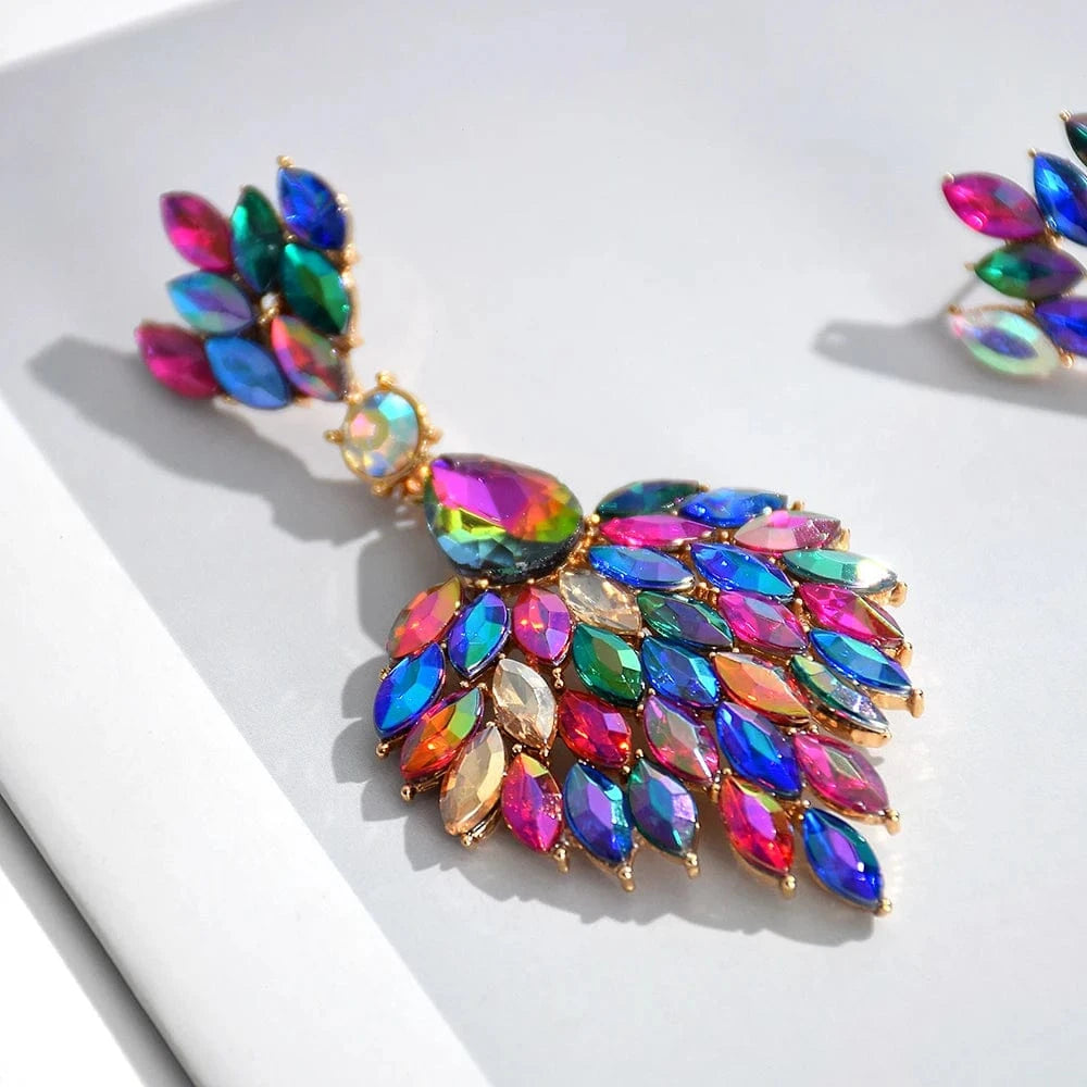 Hot-Sell High Quality Colorful Rhinestone Drop Earrings For Women Girls Party Wedding Crystal Accessories Jewelry Wholesale