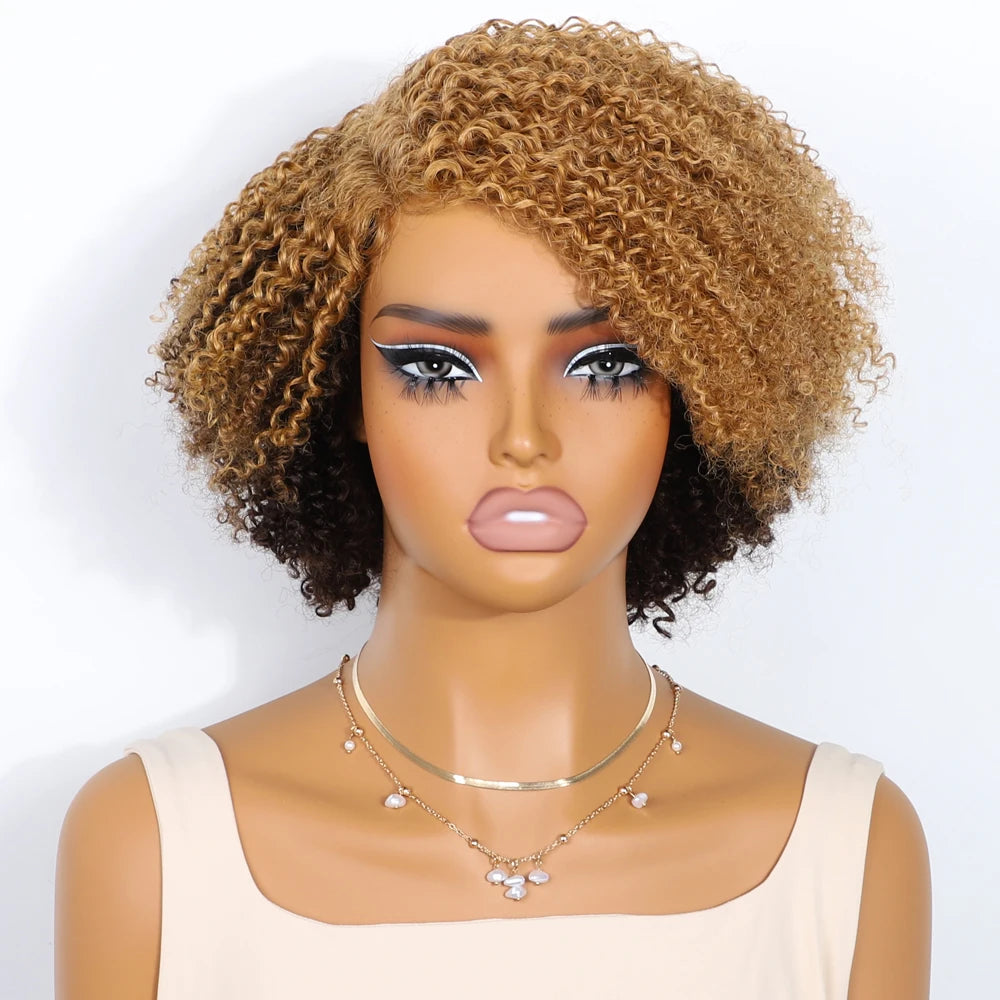 Glueless Kinky Curly Human Hair Lace Bob Wig for Women
