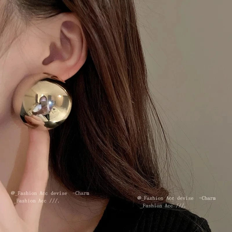 Metal Round Earrings Exaggerated Fashionable Style Geometric Jewelry Wholesale Girl