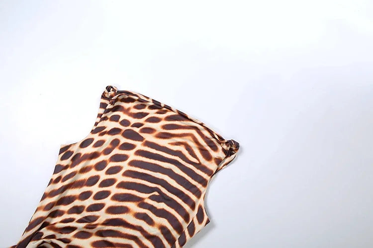 Tiger Stripe Print Bodycon Mini Dress With Tassel Detail for Women