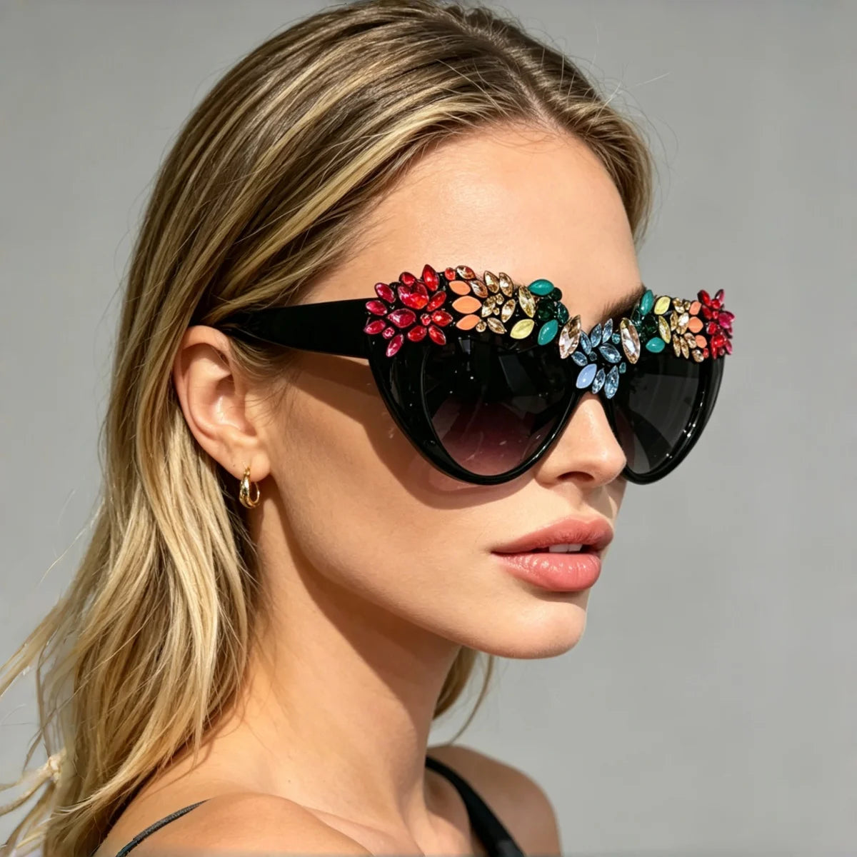 Colorful Gem Cat Eye Sunglasses