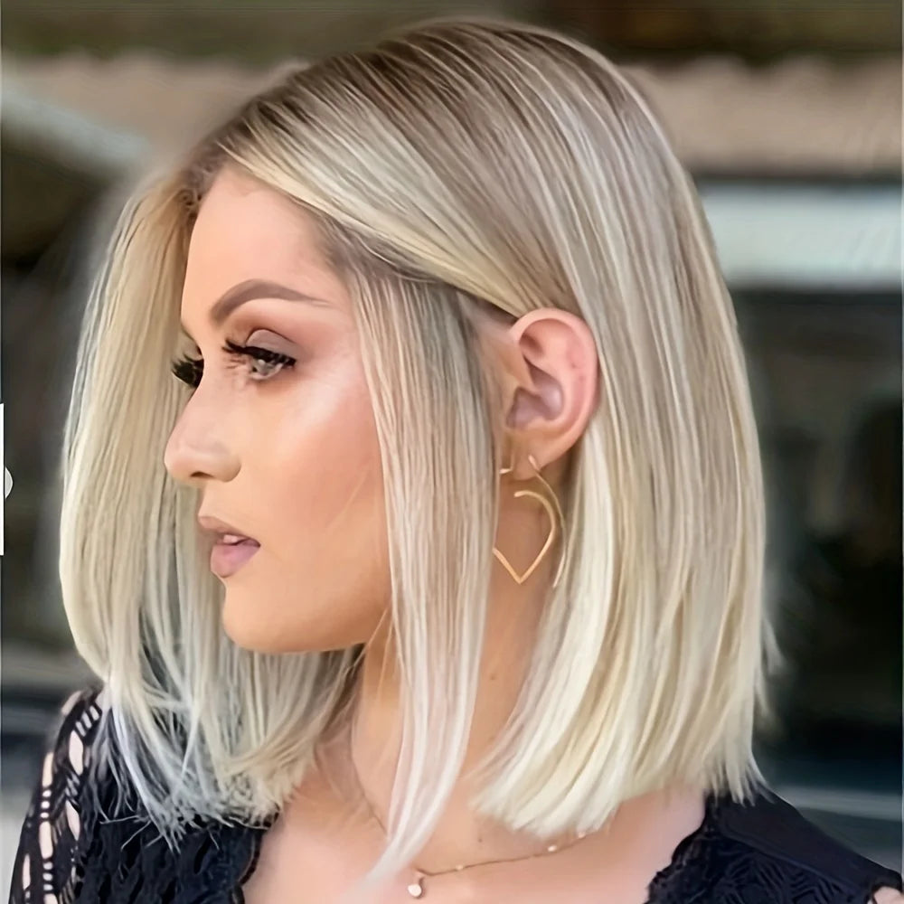 Ombre Middle Part Synthetic Straight Bob Wig For Women