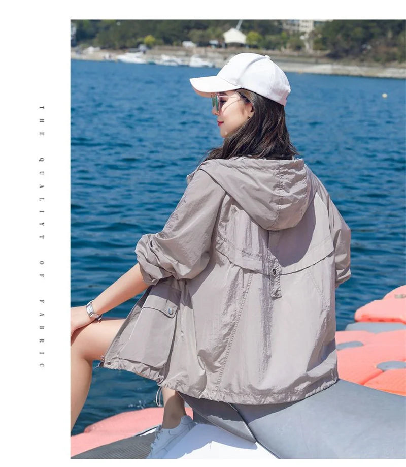 Women's Jacket With Hooded Sun Protection Clothing Women's Summer Thin Coat 2023 New Anti-Ultraviolet Breathable Shirt size 4XL