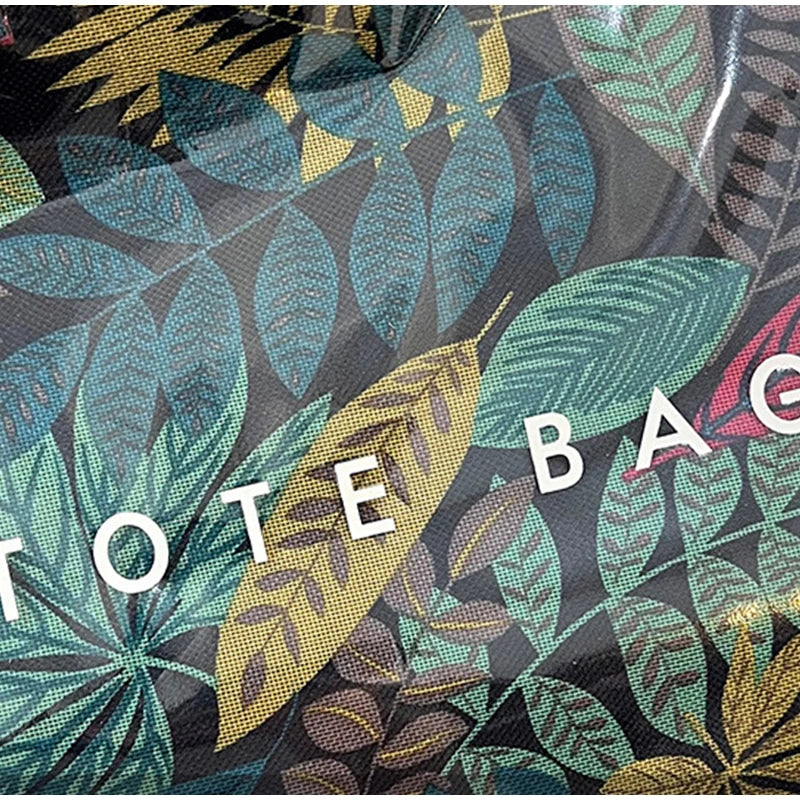Leaf Print Handbag Pvc Fashion Transparent Waterproof Fashion High-end Shoulder Bag Large Capacity Commuter Tote Bag Shop Bag