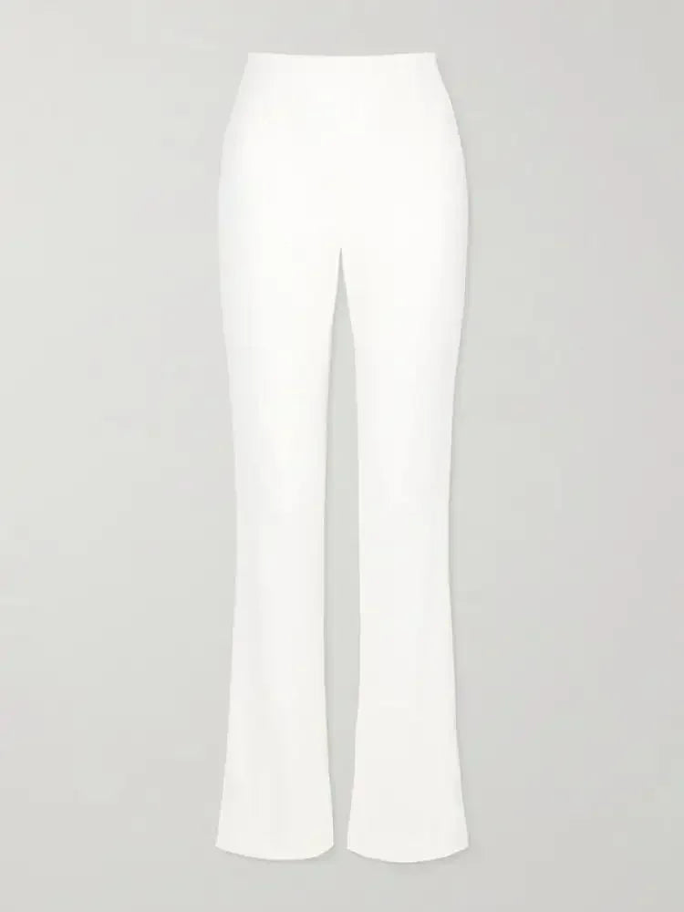 Beautyblue White Pants for Women High Waist Pants New Casual Solid Color Simple Bootcut Pant Elegant Office Commute Female