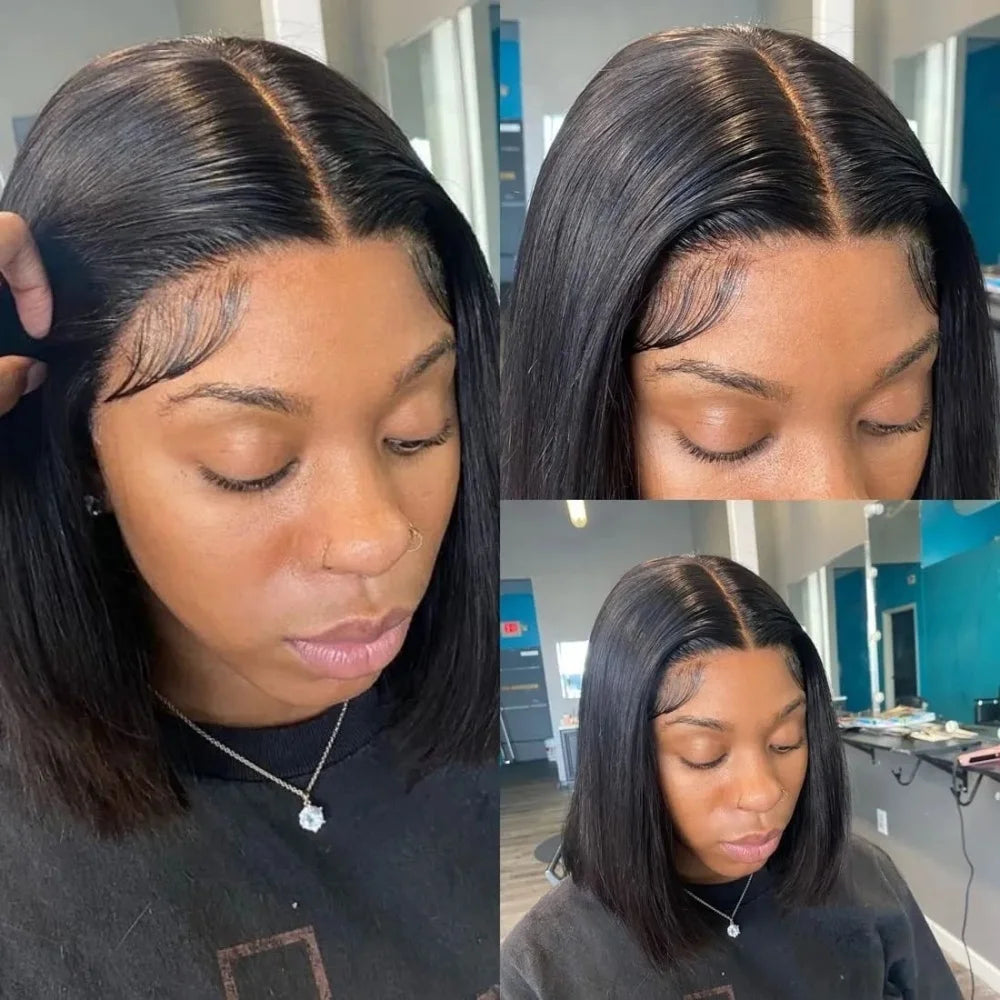 200% Density 12 14 16 Inch Straight Bob Vietnamese Black Human Hair Wig 13x4 4x4 Closure Lace Frontal Short Bob Human Hair Wigs