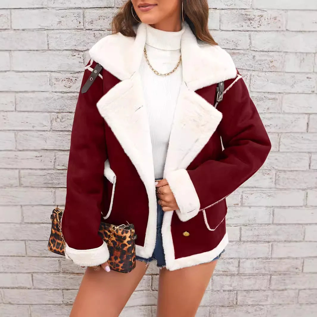 Turn Down Collar Shearling Jacket