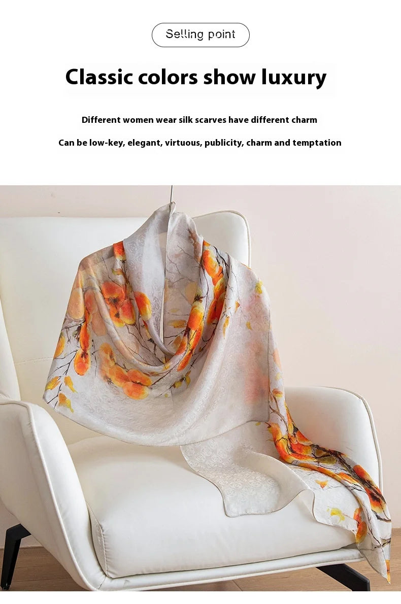 High-end women's new 100 mulberry silk scarf shawl cheongsam 170 * 55cm