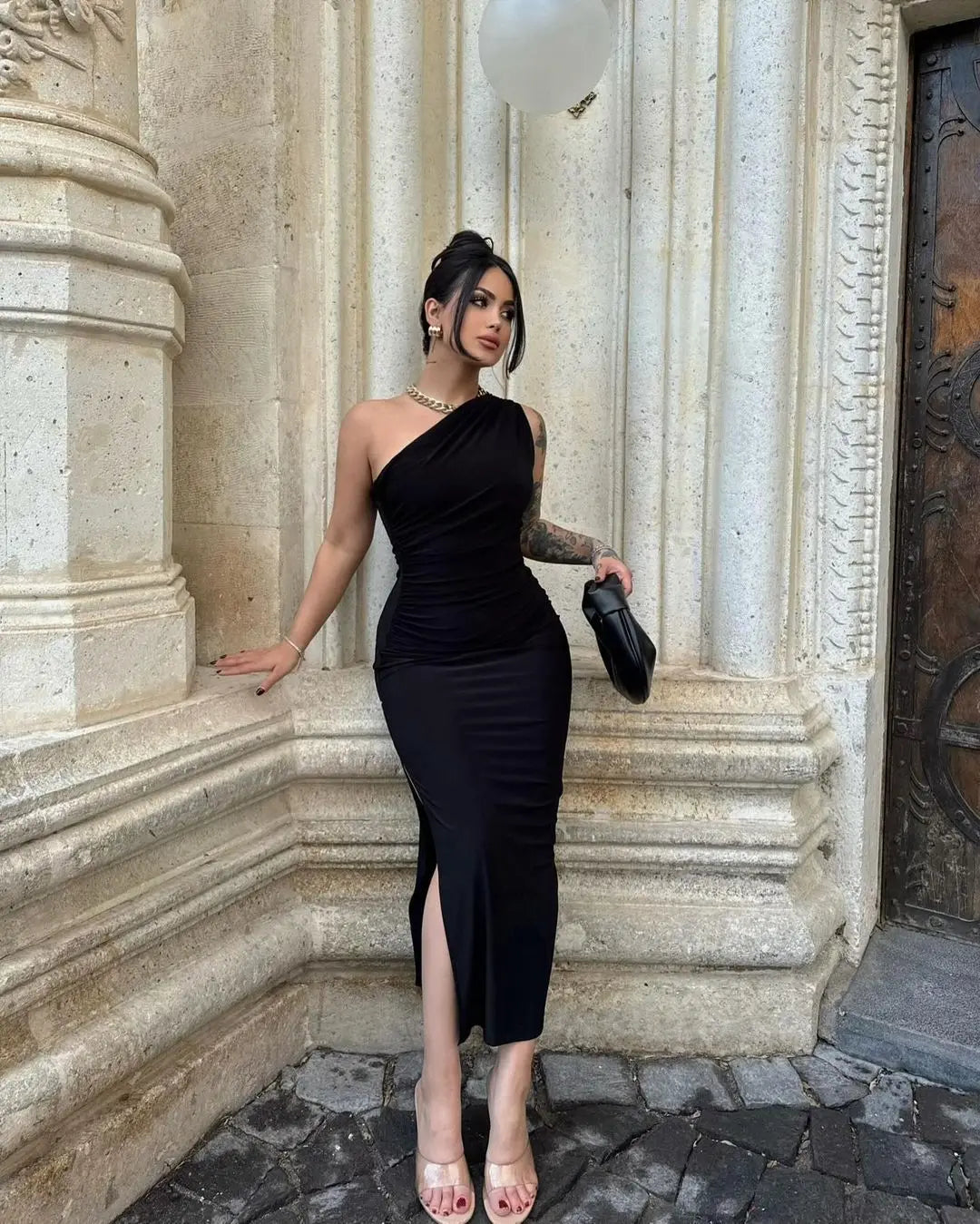 Summer Fashion Sexy Maxi Dress Women New Split Sleeveless Backless Slim Dress Fashion Off Shoulder Club Elegant Party Maxi Dres