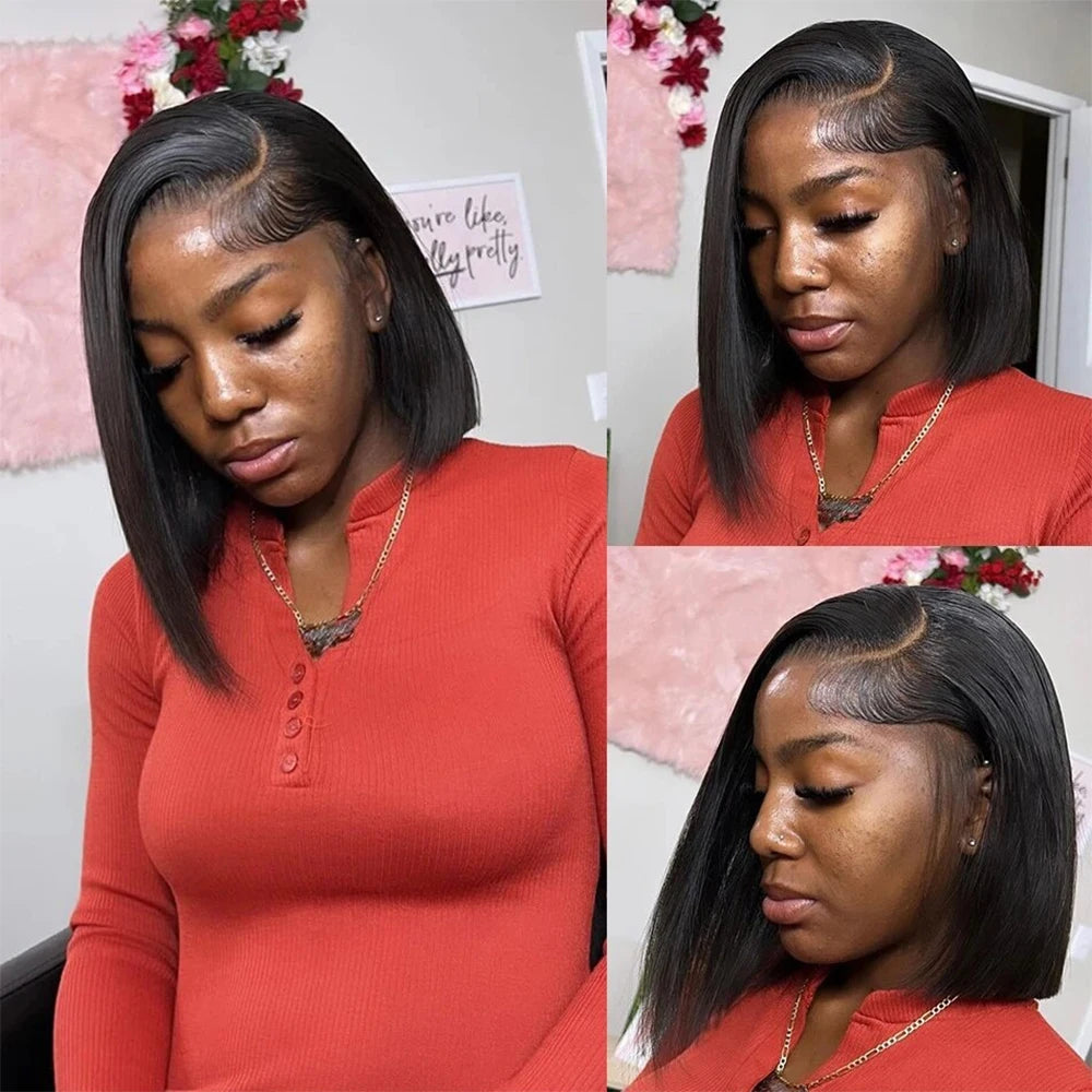 12 14 Inch Straight Short Bob Human Hair Wig Black Vietnamese Hair 13x4 4x4 HD Lace Frontal Bone Straight Bob Human Hair Wigs