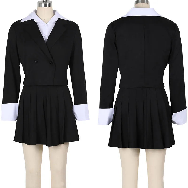 2025 Elegant Workwear 2 Piece Outfit Sets for Women Office Lady Double-breasted Blazer Coat and A-line Pleated Mini Skirt Suits