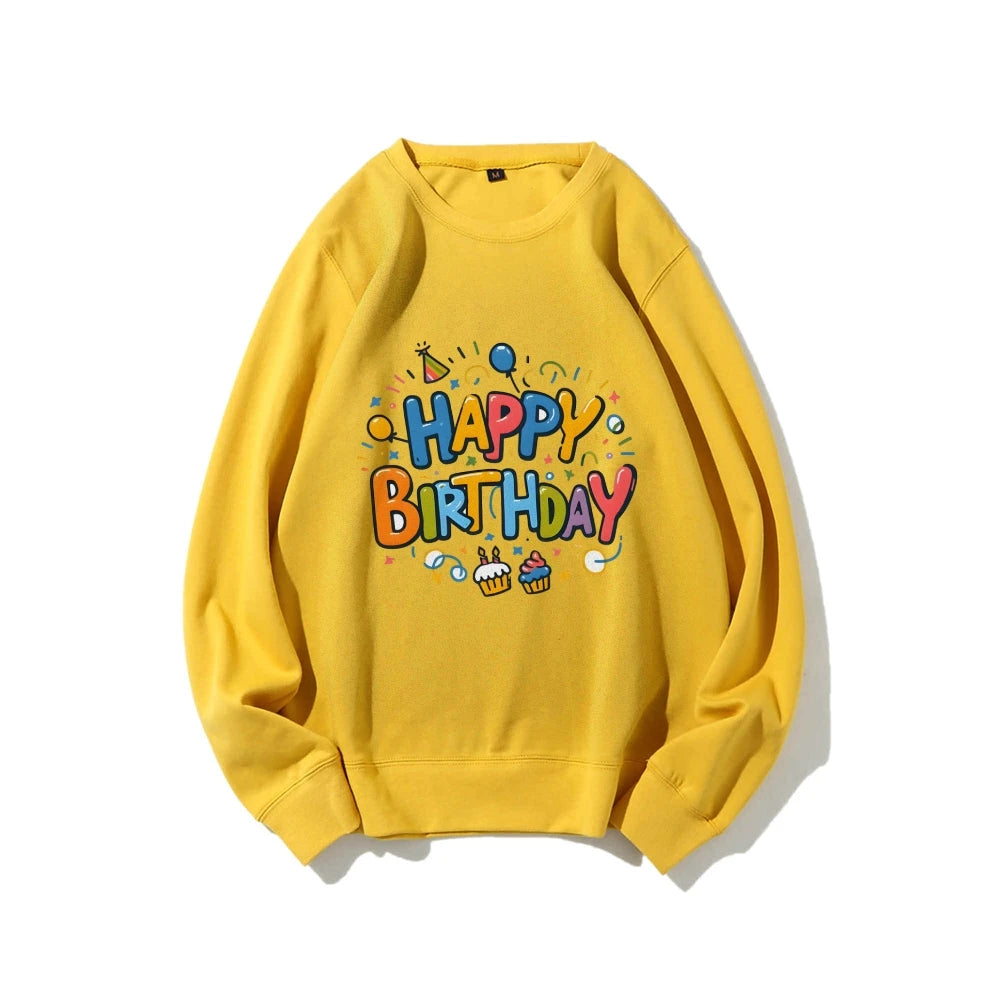 Birthday Graphic Casual Sweatshirt Trendy Multi-Colored Cotton Soft Top New Fashion Crew Neck Pullover Long Sleeve Loose Sweater