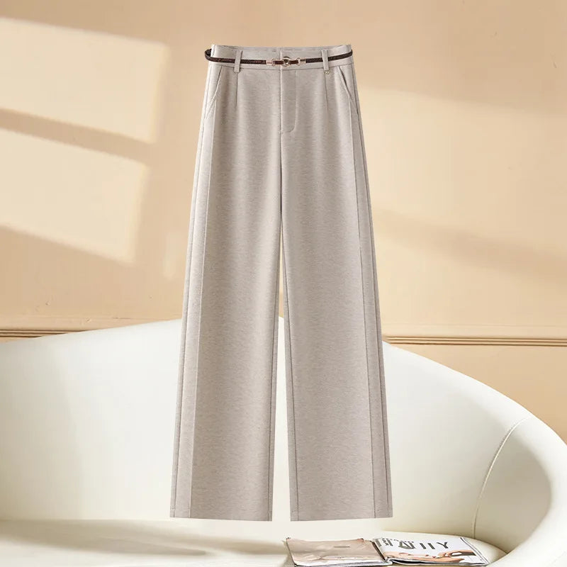 Full Length Textured Woolen Wide Leg Pants For Women