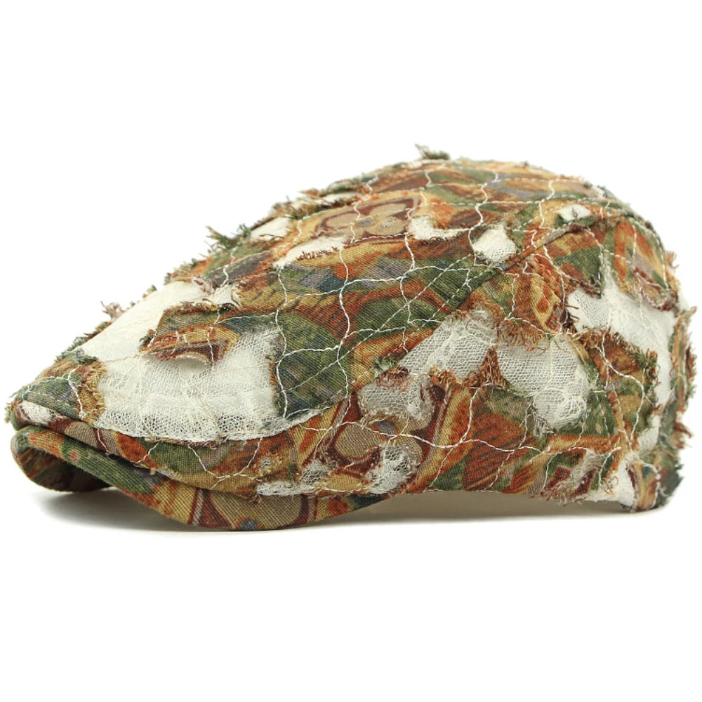 Spring Summer Floral Lace Mesh Beret Hat for Women