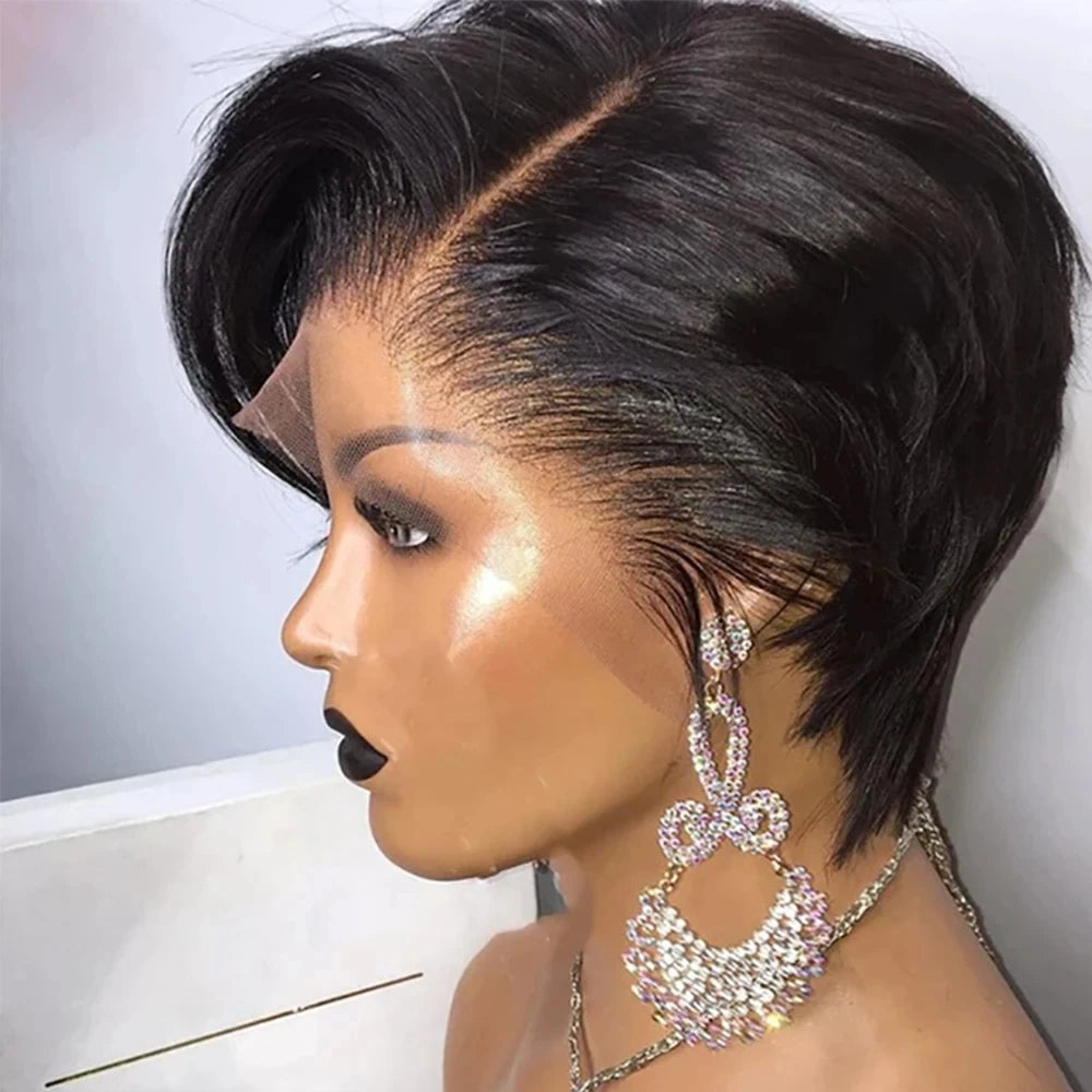 Pixie Cut Wig Transparent Lace Human Hair Wigs For Women Straight 13X4 Lace Frontal Wigs Brazilian Remy Hair Wigs Short Bob Wig