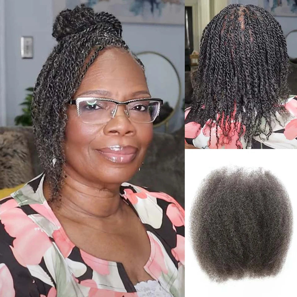 Black Pearl Top Peruvian Kinky Curly Mini Twist Hair 50G/pc QVR Afro Kinky Bulk Human Hair for Braiding 100% Remy Hair Bundles