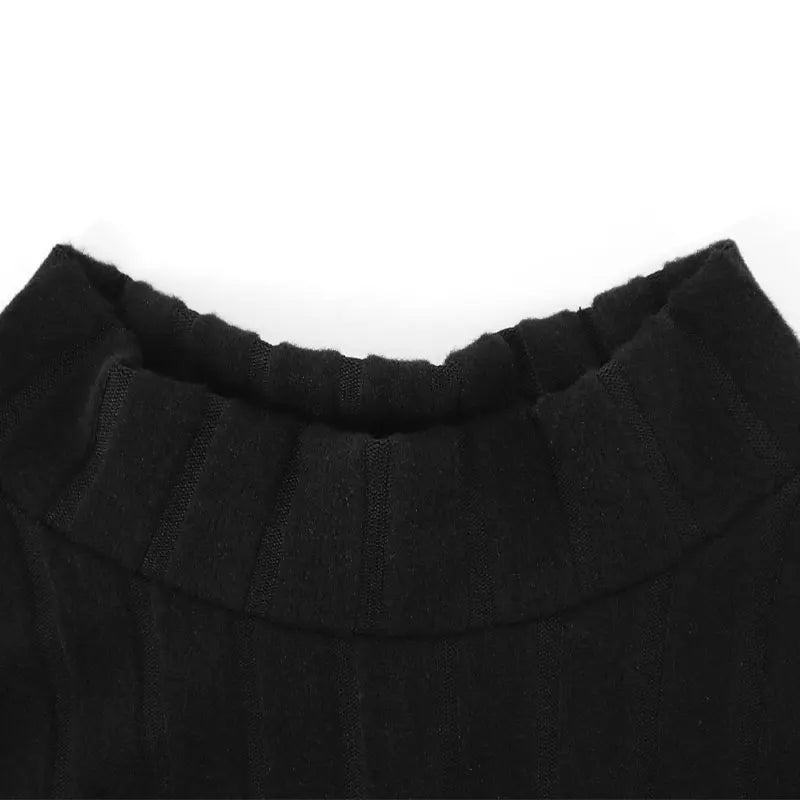 Spring Sexy Women's A-Line Dresses Fashion New Club Party Half High Collar Long Sleeves Black Dress Female Casual Slim Dresses
