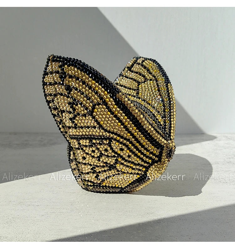 Alizekerr Butterfly Diamond Evening Bags Women 2025 Luxury Designer Gorgeous Rhinestone Clutch Purses And Handbags Wedding Party