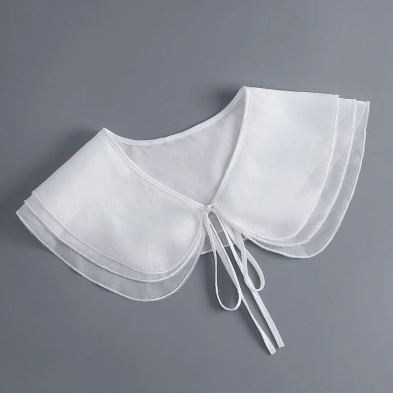 Removable Lace Doll Fake Collar Women Tie Ladies White Shawl Wrap Detachable Embroidered Lapel False Collar Clothes Accessory
