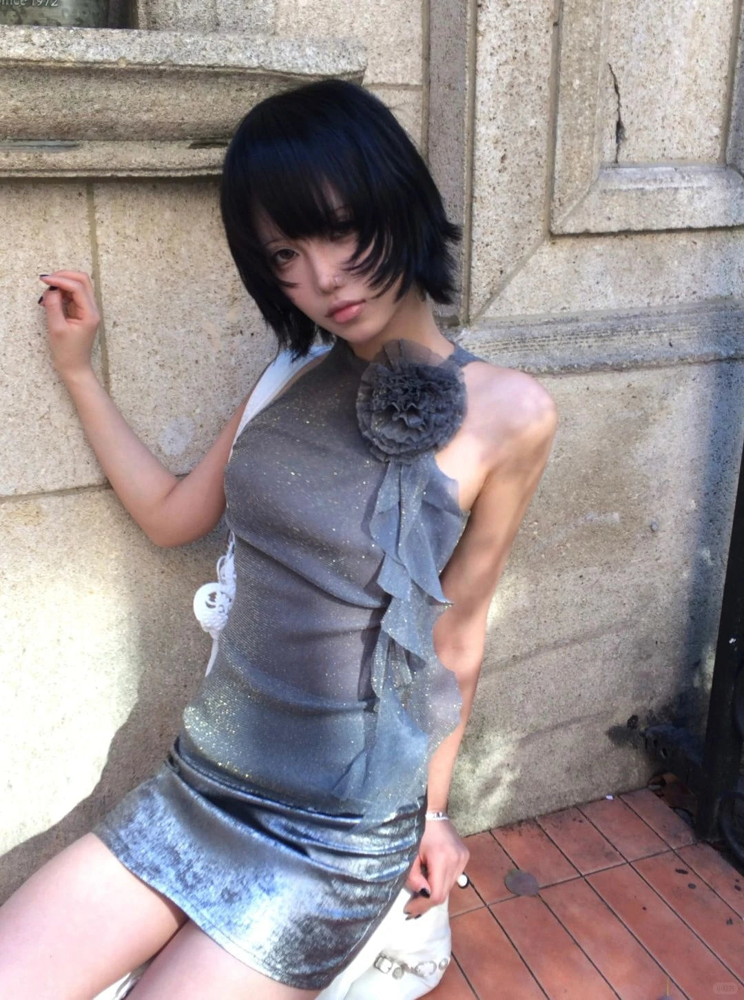 Karrram Japanese Y2k Mesh Tank Top Trashy 2000s Style Sleeveless Tops Vintage Harajuku Flower Irregular Tanktop Fairy Aesthetics