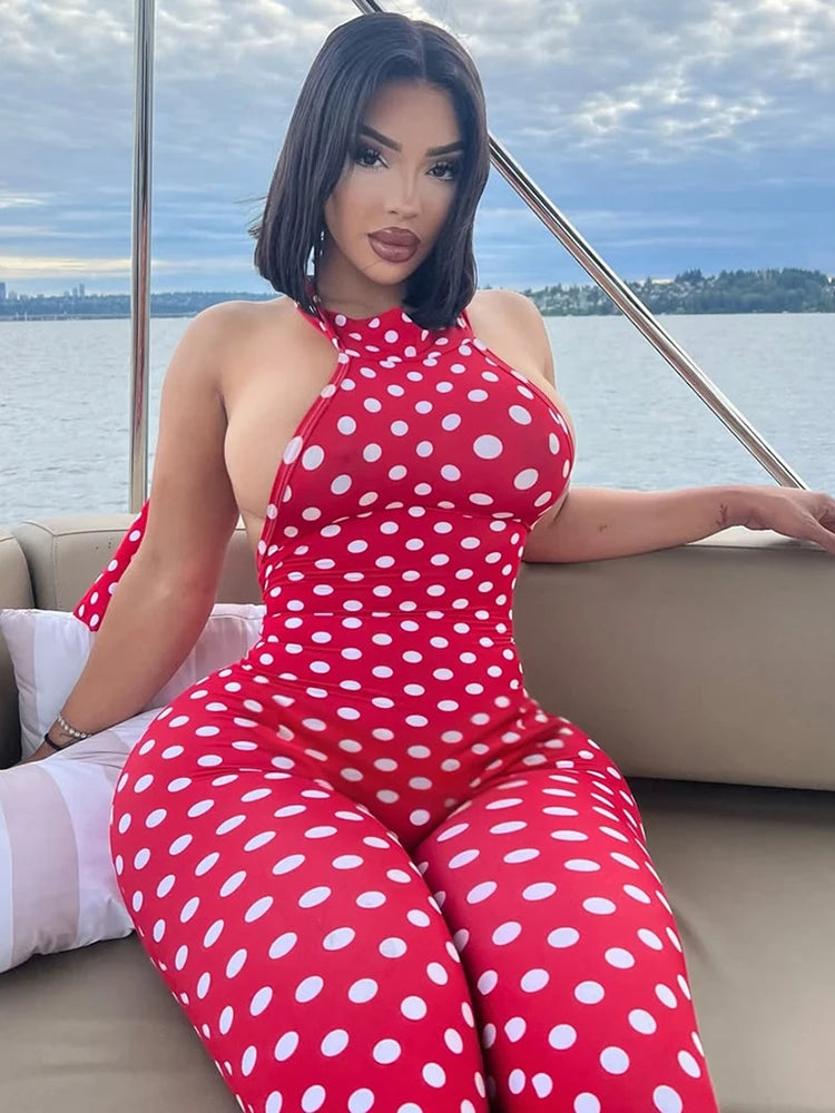 Weird Puss Sexy Print Halter Romper Women Bandage Summer Colorful Hipster Backless Activity Workout Fit Tight Stretch Playsuits