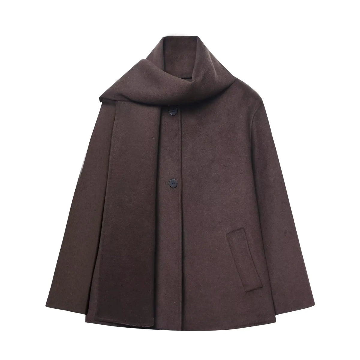 Classic Long Trench Coat With Detachable Scarf for Women