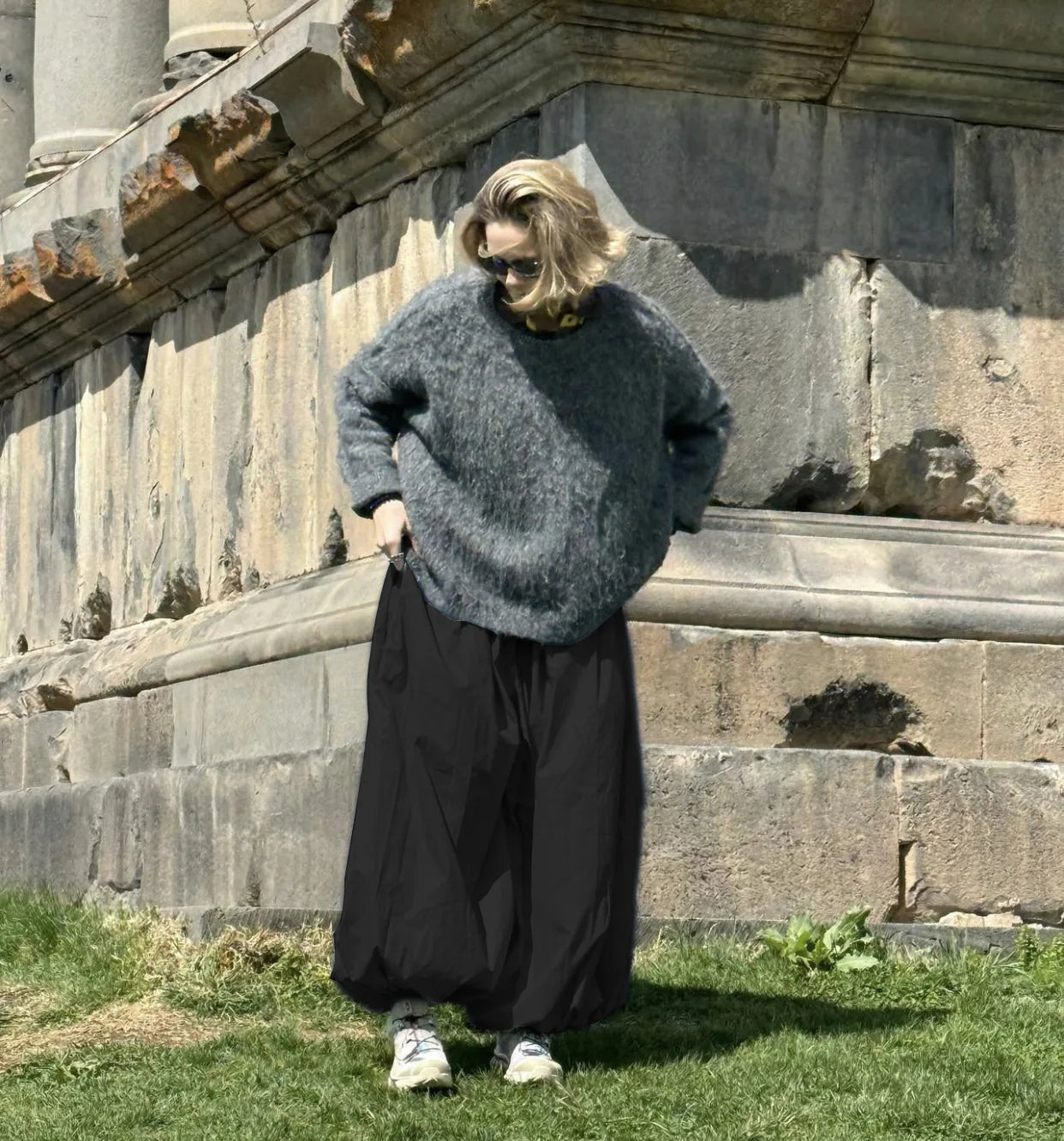 Tossy Summer Fashion Pocket Bloomers Female Trousers Pleated Loose High Waist Patchwork Bandage Streetwear Wide Leg Women Pants