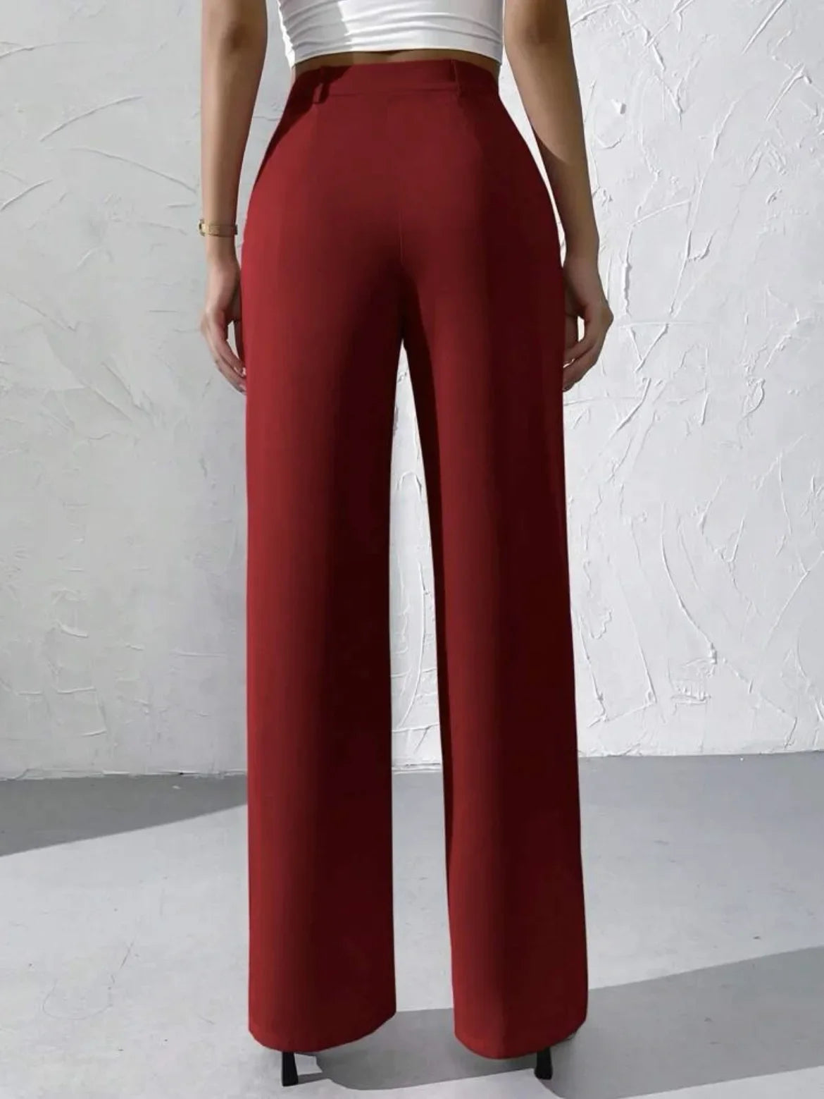 Elegant Pure Color Draped Wide Leg Suit Pants for Women High Waist Long Trousers Fashionable Business Casual Loose Fit