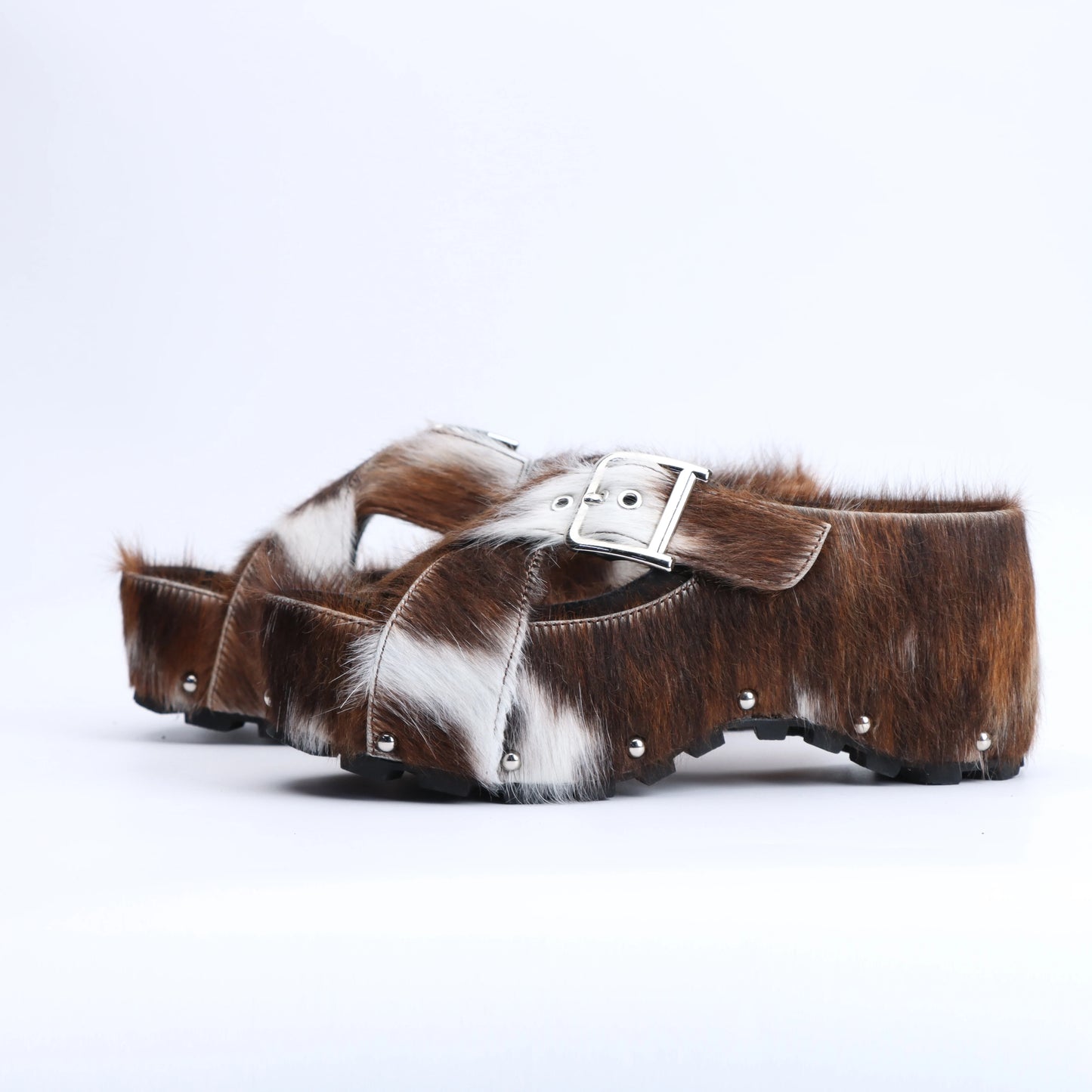 Mary Jane Platform Clogs with Arch Support Women's Adjustable Strap,Natural Calf Hair Mules, Leather-Lined Slip-On Vintage Shoes