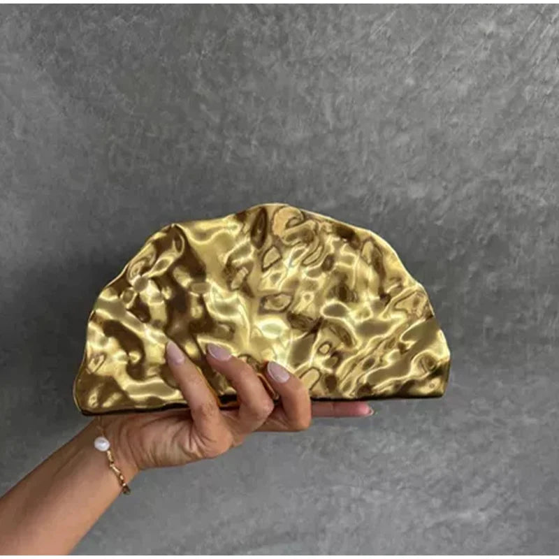 Brand Luxury Design Evening Bag Acrylic Fashion Exquisite High-end Handbag Metal Fan-shaped Crossbody Bag Textured Women's Bag