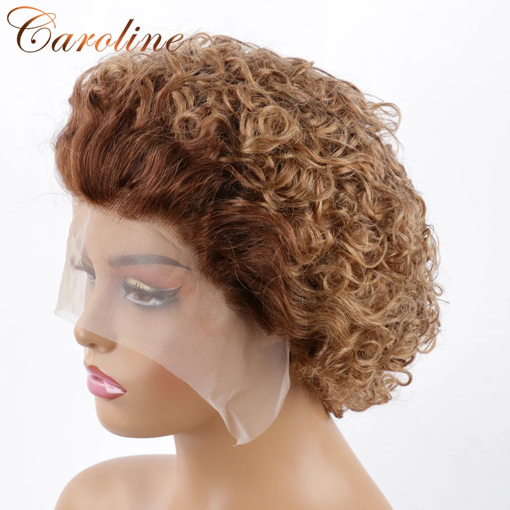 Pixie Cut Wigs Human Hair Short Curly Lace Front Human Hair Wigs For Women Water Wave Bob Wig 13x1 Transparent Lace Wigs